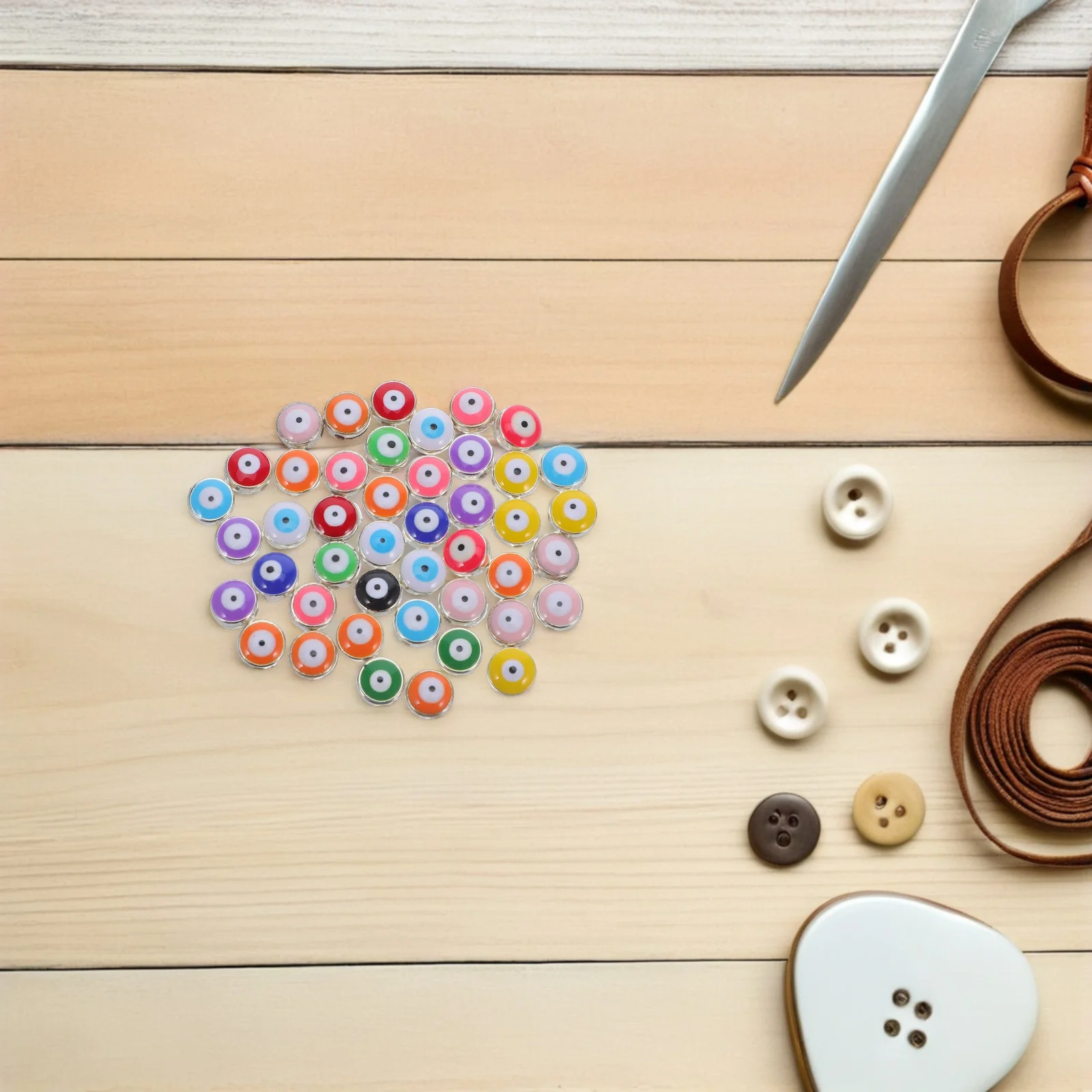 60Pcs Evil Eye Beads Flat Round Resin Charms Loose Spacer Beads for Jewelry Bracelets Necklaces Earrings Keychains Crafts
60Pcs Evil Eye Beads Flat Round Resin Charms Loose Spacer Beads for Jewelry Bracelets Necklaces Earrings Keychains Crafts