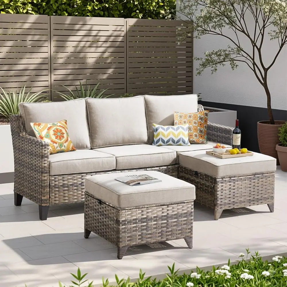 3 Pieces Patio Furniture Sofa SetOutdoor Wicker Patio Furniture Covered Couch with Multifunctional Ottoman and AllWeather Patio
3 Pieces Patio Furniture Sofa SetOutdoor Wicker Patio Furniture Covered Couch with Multifunctional Ottoman and AllWeather Patio