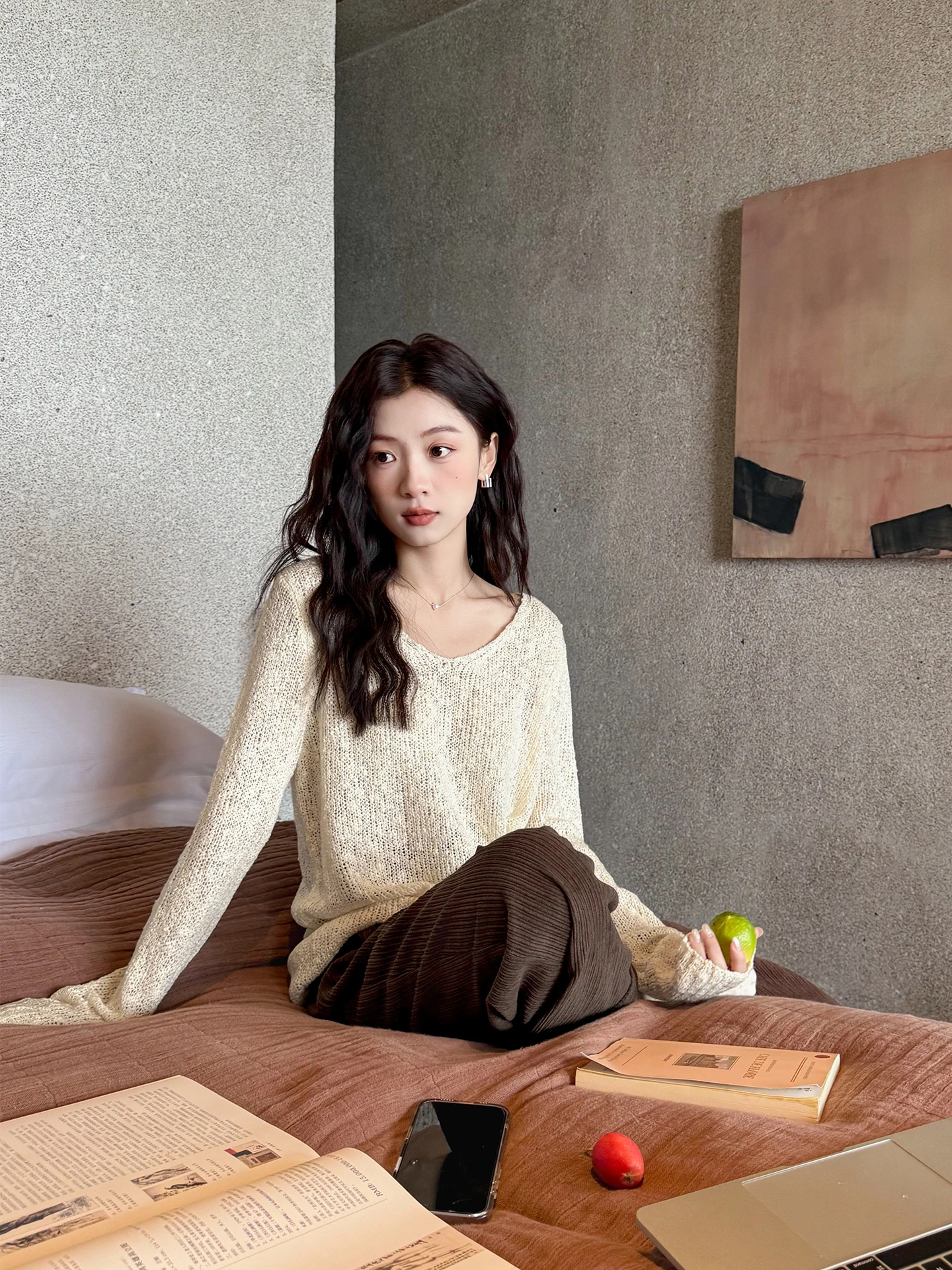 Loose V-Ne Knitted Sweater Lazy Sle All-Match Hoodie Thin Woolen irt for Women Daily Wear Comfortable Polyester Fiber
Loose V-Ne Knitted Sweater Lazy Sle All-Match Hoodie Thin Woolen irt for Women Daily Wear Comfortable Polyester Fiber