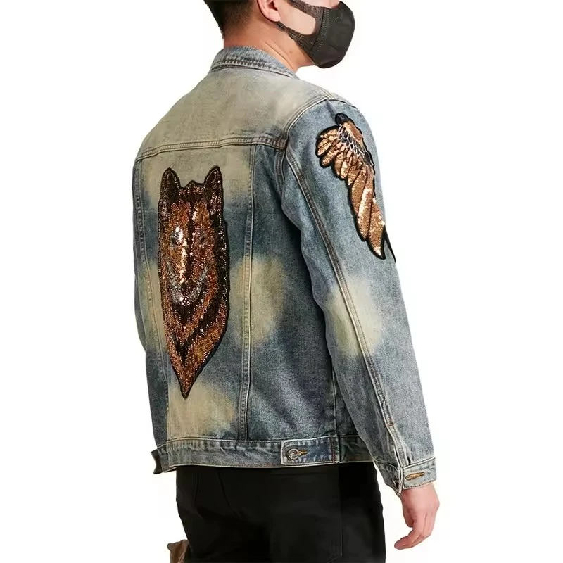 Sequin Embroidery Denim Jacket Men's Streetwear Fashion Hip Hop Rock Loose Casual Plus Size Motorcycle Jacket Cowboy Cargo Coat
Sequin Embroidery Denim Jacket Men's Streetwear Fashion Hip Hop Rock Loose Casual Plus Size Motorcycle Jacket Cowboy Cargo Coat