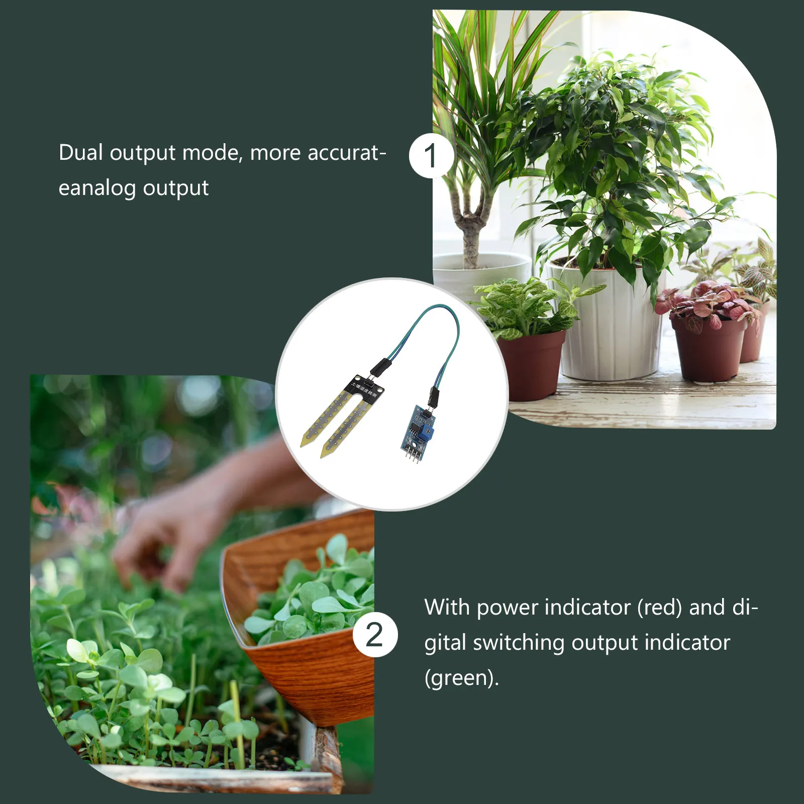1Set Soil Moisture Sensor Meter for Garden Plants Humidity Testing with Power Indicator Easy Installation Analog Digital Output
1Set Soil Moisture Sensor Meter for Garden Plants Humidity Testing with Power Indicator Easy Installation Analog Digital Output
