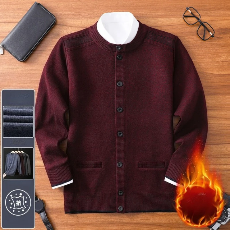 Men's Thickened Knit Cardigan - Charcoal Gray Round Neck (Red/Camel/Light Gray) Soft Warm Winter Sweater
Men's Thickened Knit Cardigan - Charcoal Gray Round Neck (Red/Camel/Light Gray) Soft Warm Winter Sweater