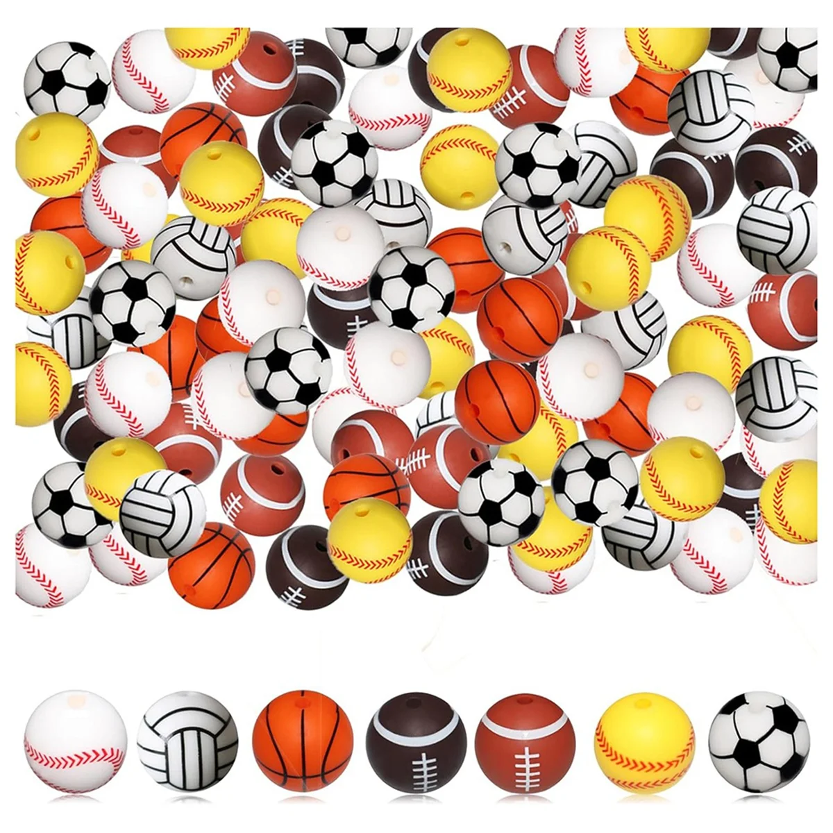 High-quality 100 Pcs Silicone Sports Beads 15mm for DIY Keychains, Necklaces - Safe, Multifunctional Craft Beads
High-quality 100 Pcs Silicone Sports Beads 15mm for DIY Keychains, Necklaces - Safe, Multifunctional Craft Beads