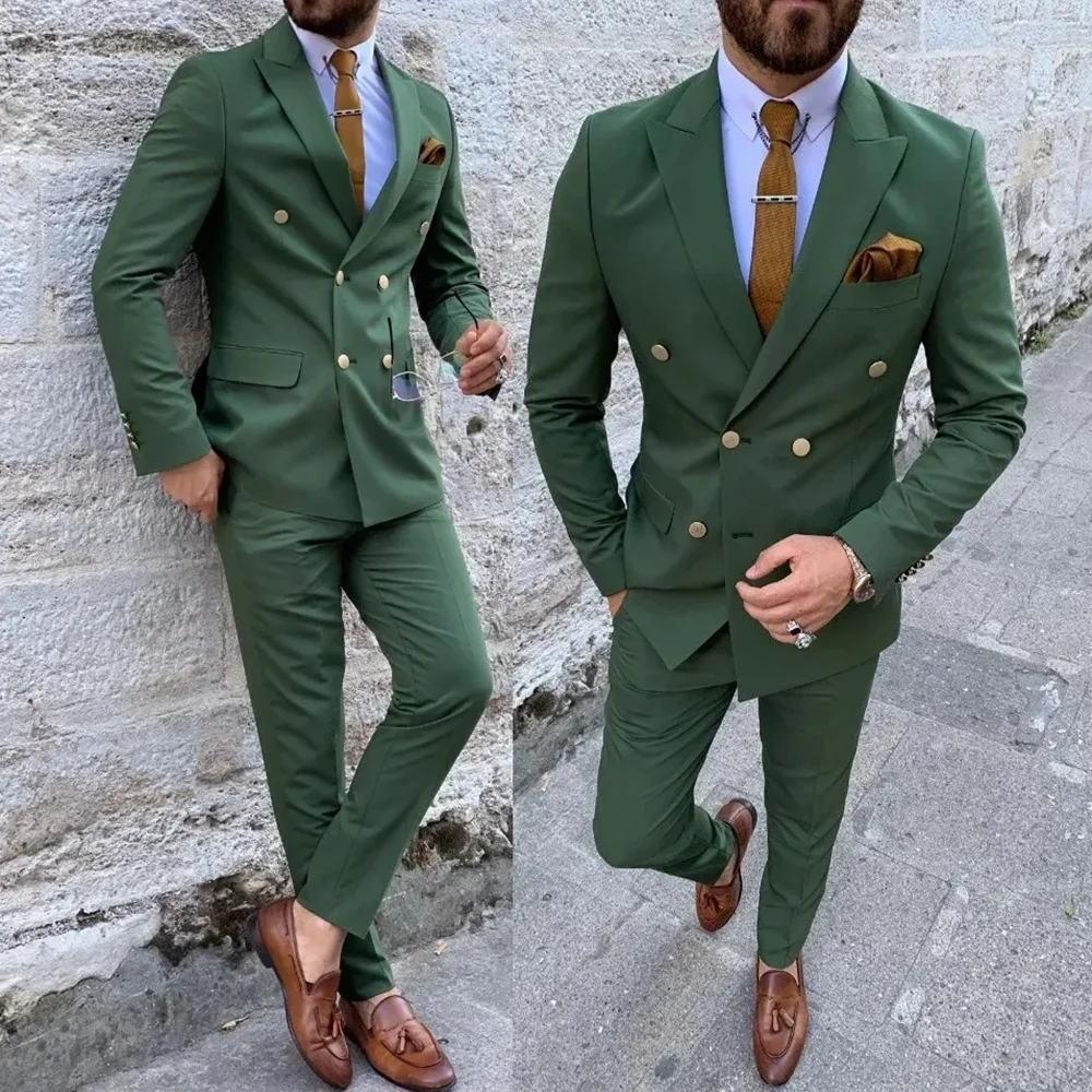 Fashion Men Suits Green Peak Lapel Double Breasted Blazer Smart Casual Groom Wedding Tuxedo Solid Color Male Suit Slim Fit
Fashion Men Suits Green Peak Lapel Double Breasted Blazer Smart Casual Groom Wedding Tuxedo Solid Color Male Suit Slim Fit