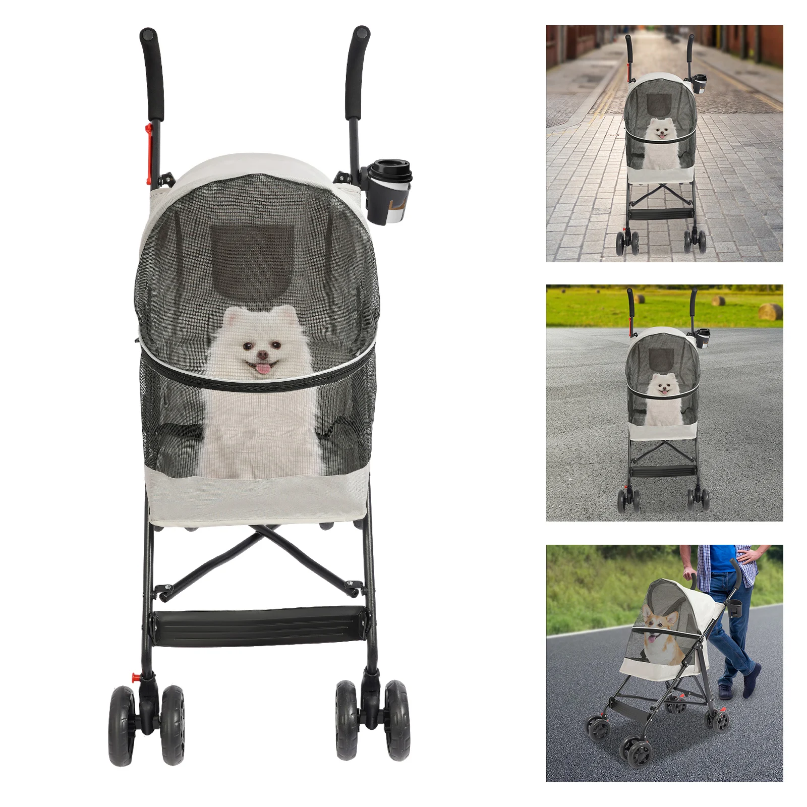 Gray Foldable Pet Stroller—Oxford Cloth/Iron, 22lbs Load+360° Front Wheels, 180° Zip+Safety Rope, Removable Washable Cushion
Gray Foldable Pet Stroller—Oxford Cloth/Iron, 22lbs Load+360° Front Wheels, 180° Zip+Safety Rope, Removable Washable Cushion