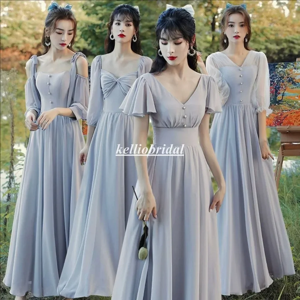 Customized Long Bridesmaid Dresses Vneck Aline Modern Gray Chiffon Beach Wedding Party Gown MXL0
Customized Long Bridesmaid Dresses Vneck Aline Modern Gray Chiffon Beach Wedding Party Gown MXL0