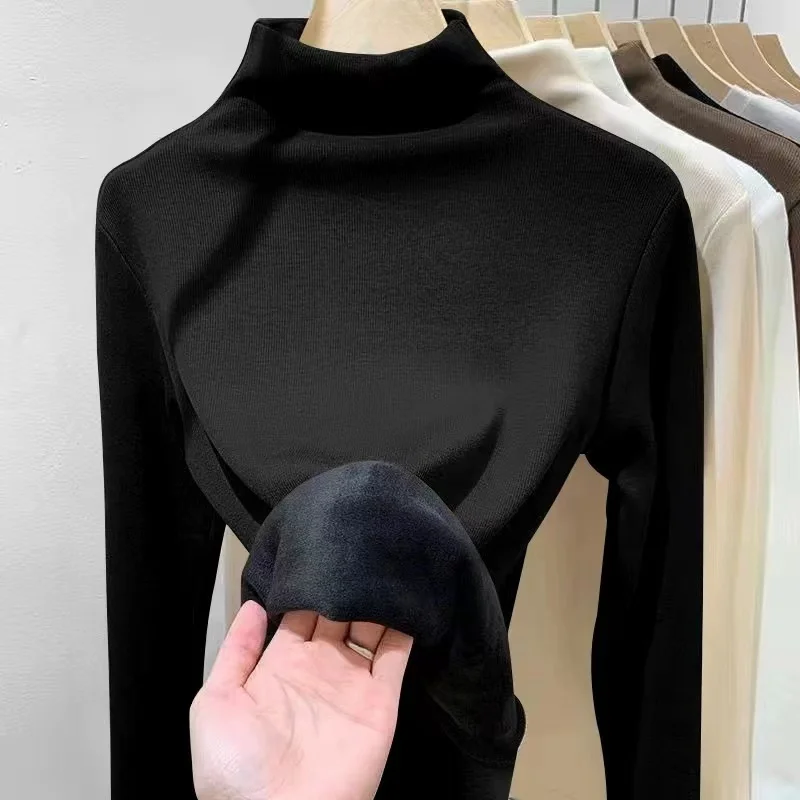 Women's Winter Thickened Fleece Lined Long Sleeve Base Shirt Half High Collar Warm Underwear T-Shirt Slim Fit Inner Wear Top
Women's Winter Thickened Fleece Lined Long Sleeve Base Shirt Half High Collar Warm Underwear T-Shirt Slim Fit Inner Wear Top