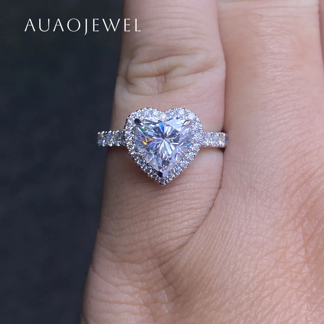 AUAOJEWEL Heart Cut Moissanite Ring 1.5Ct 925 Sterling Silver Rings 18K 14K 9K Real Gold Jewelry With Certificate Luxury Design
AUAOJEWEL Heart Cut Moissanite Ring 1.5Ct 925 Sterling Silver Rings 18K 14K 9K Real Gold Jewelry With Certificate Luxury Design