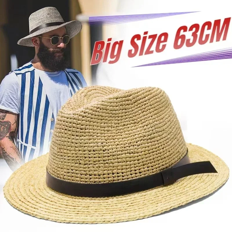 Plus Size 63CM Lafite Grass New Panama beach Straw Hat Men's and Women's Sunscreen Sun Hat Four Seasons Beach Sunshade Hat
Plus Size 63CM Lafite Grass New Panama beach Straw Hat Men's and Women's Sunscreen Sun Hat Four Seasons Beach Sunshade Hat