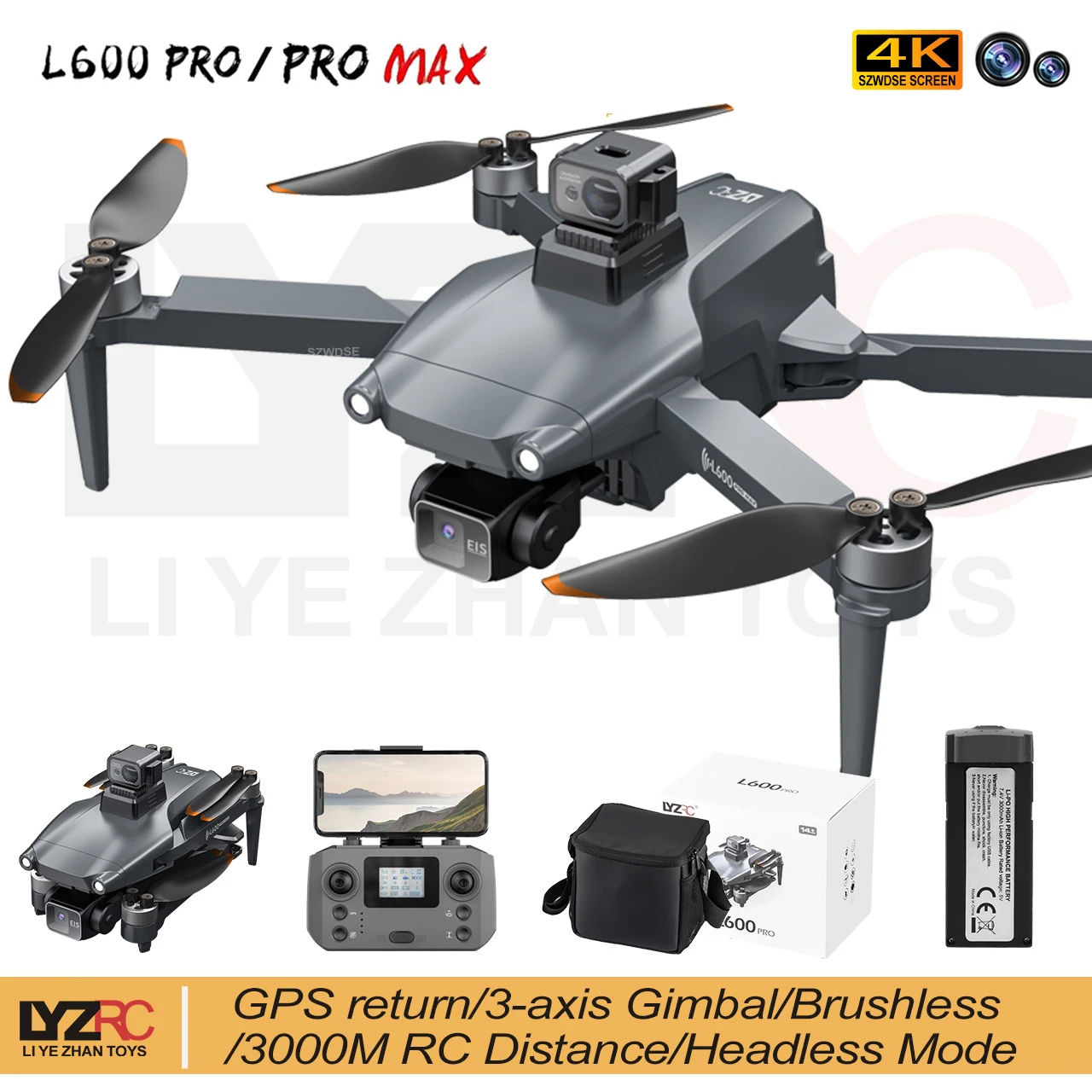 L600 PRO MAX /L600 PRO GPS Drone Professional 4K Camera 3-axis gimbal Aerial FPV Brushless Obstacle Avoidance Folding Quadcopter
L600 PRO MAX /L600 PRO GPS Drone Professional 4K Camera 3-axis gimbal Aerial FPV Brushless Obstacle Avoidance Folding Quadcopter