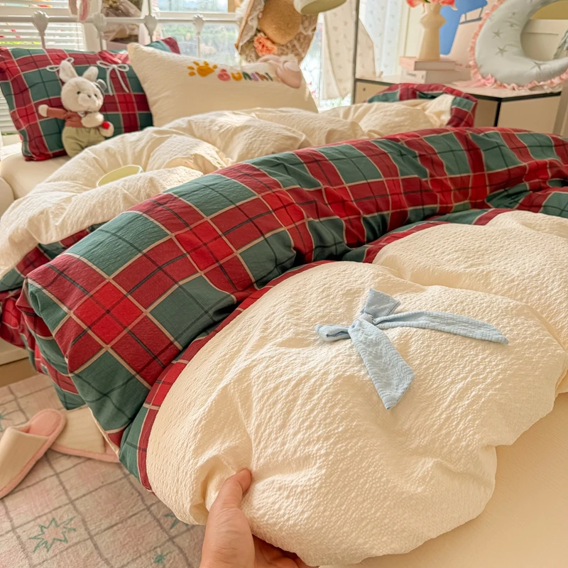 Puff Yarn Duvet Cover Sets with Bedsheet Single/Queen/King Jacquard Bedclothes Set for Home Beddings Set with Bowknot Beddings
Puff Yarn Duvet Cover Sets with Bedsheet Single/Queen/King Jacquard Bedclothes Set for Home Beddings Set with Bowknot Beddings