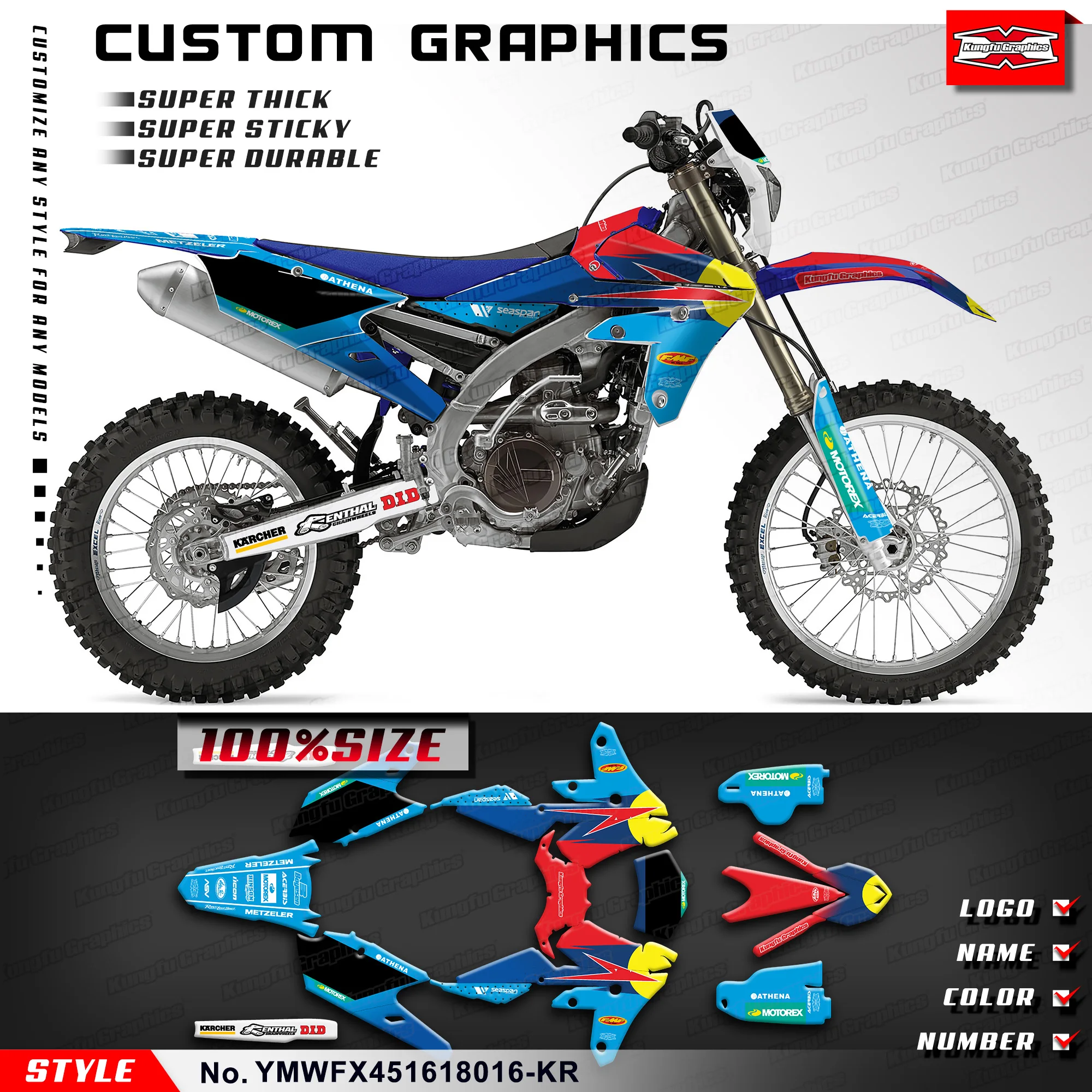 Графические наклейки KUNGFU GRAPHICS MX Dirtbike в комплекте для Yamaha WR450F YZ450FX 2016 2017 2018, YMWFX 451618016 -KR
Графические наклейки KUNGFU GRAPHICS MX Dirtbike в комплекте для Yamaha WR450F YZ450FX 2016 2017 2018, YMWFX 451618016 -KR