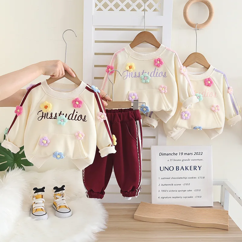 Spring Children Outfits Baby Girls Crochet Flower Sweatshirts + Pants 2pcs/Set Girls Tracksuits Kids Casual Sports Suit 1-5Year
Spring Children Outfits Baby Girls Crochet Flower Sweatshirts + Pants 2pcs/Set Girls Tracksuits Kids Casual Sports Suit 1-5Year