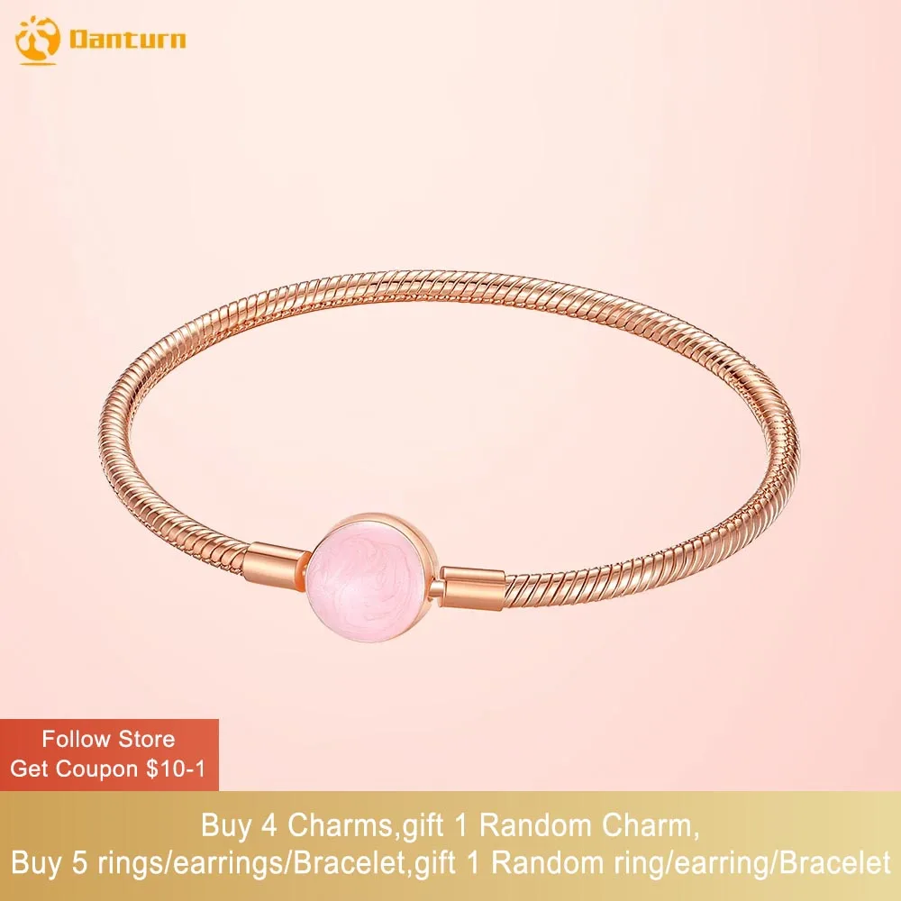 Danturn 925 Sterling Silver Bracelets Large pink slip-edge Rose Gold Clasp Snake Chain Bracelets Fashion Charm Women Bracelets
Danturn 925 Sterling Silver Bracelets Large pink slip-edge Rose Gold Clasp Snake Chain Bracelets Fashion Charm Women Bracelets