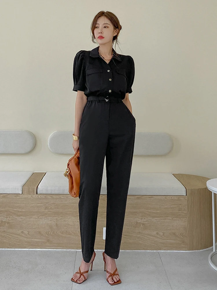 Elegant Black Short Sleeved Jumpsuit Women 2023 New Summer Slim Fit Women's Clothing Fashion Shirt Collar Solid Color Jumpsuit
Elegant Black Short Sleeved Jumpsuit Women 2023 New Summer Slim Fit Women's Clothing Fashion Shirt Collar Solid Color Jumpsuit
