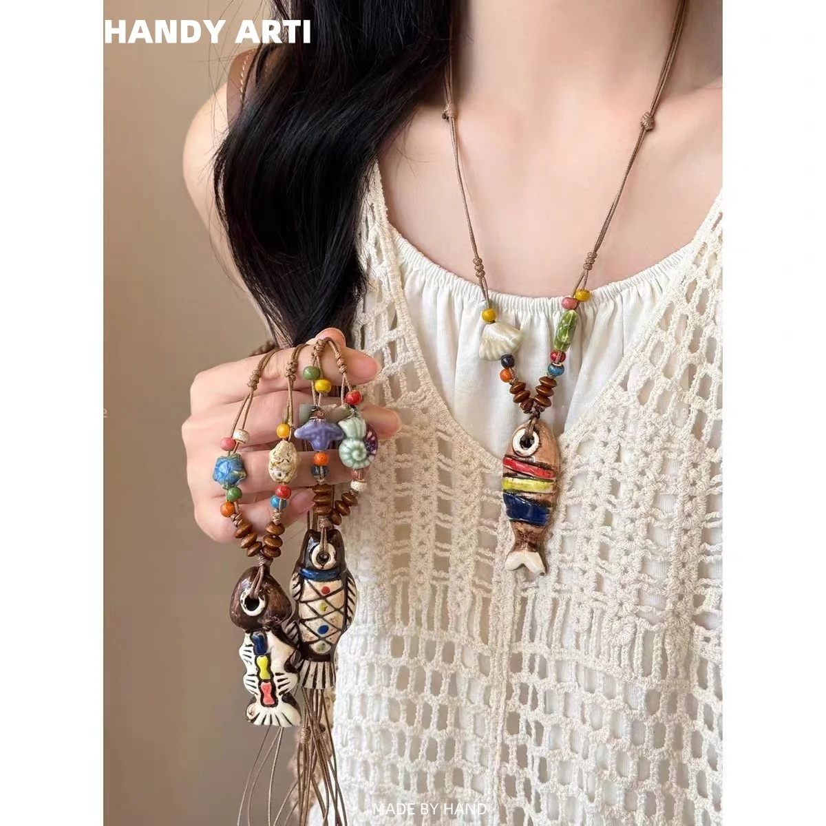 New Chinese Style Ceramic Fish Beaded Pendant Necklace-Long Ethnic Chic Boho Statement Piece for Women
New Chinese Style Ceramic Fish Beaded Pendant Necklace-Long Ethnic Chic Boho Statement Piece for Women
