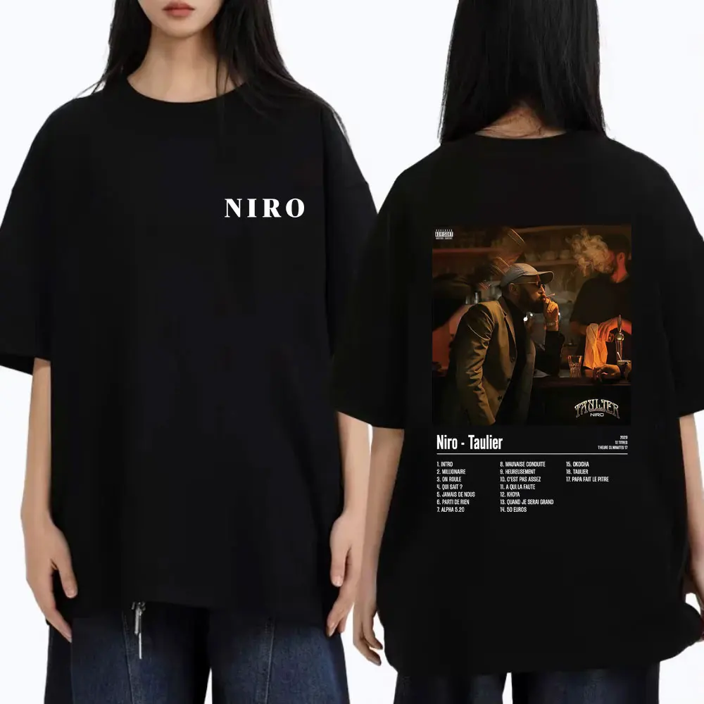 Rapper Niro Taulier Album Double Sided Graphic T Shirts Men Women Fashion Oversized Streetwear Man Vintage Casual Cotton T-shirt
Rapper Niro Taulier Album Double Sided Graphic T Shirts Men Women Fashion Oversized Streetwear Man Vintage Casual Cotton T-shirt
