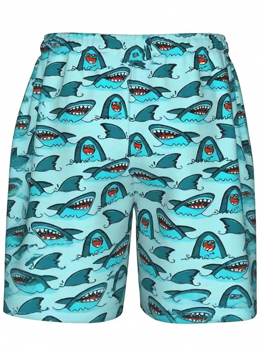 Mens Quick-Dry Shark Print Swim Shorts Turquoise Blue Adjustable Waist Beach Surfing Shorts
Mens Quick-Dry Shark Print Swim Shorts Turquoise Blue Adjustable Waist Beach Surfing Shorts