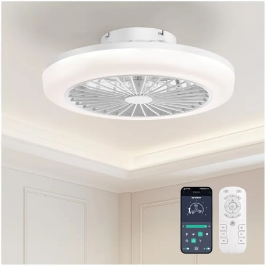 Bladeless Ceiling Fan with Light Low Profile Flush Mount Modern White Smart Ceiling Fans with Remote Dimmable LED Ceiling Fan f
Bladeless Ceiling Fan with Light Low Profile Flush Mount Modern White Smart Ceiling Fans with Remote Dimmable LED Ceiling Fan f