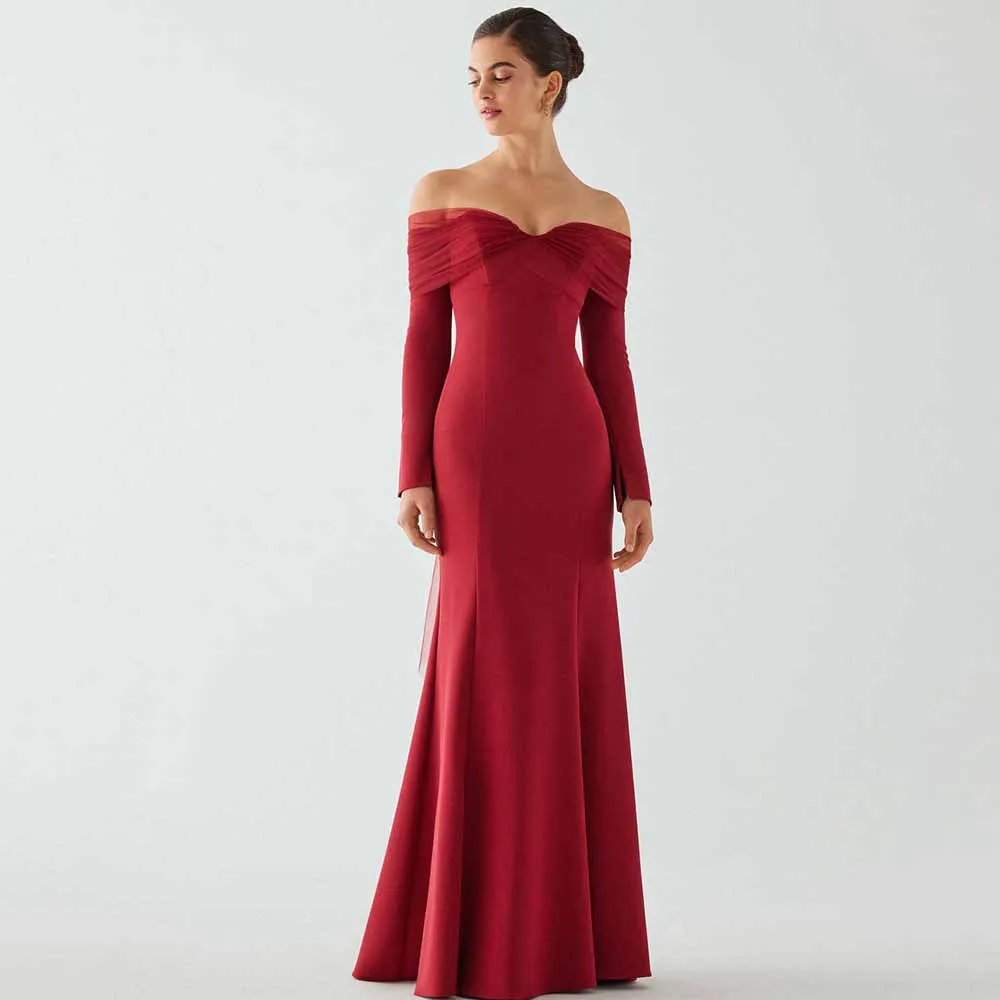 Modern 2025 Evening Gowns for Women Jersey Mermaid/Trumpet Valentine's Day Dress Burgundy Off-the-shoulder Bow Pleat Prom Dress
Modern 2025 Evening Gowns for Women Jersey Mermaid/Trumpet Valentine's Day Dress Burgundy Off-the-shoulder Bow Pleat Prom Dress