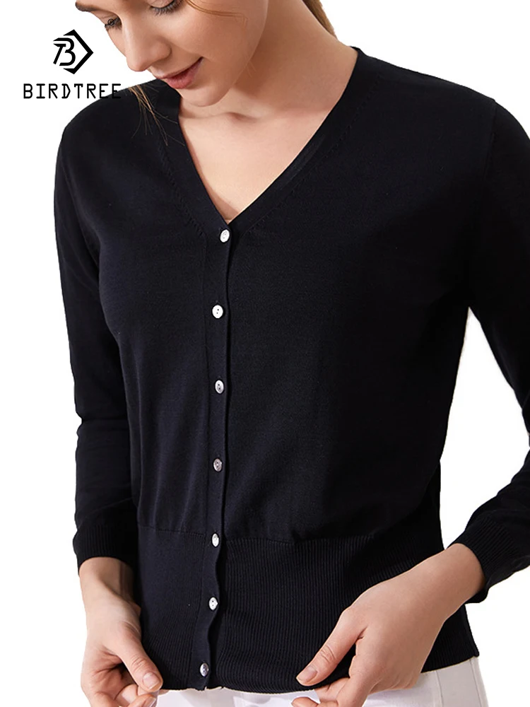 Birdtree 70%Silk 30%Cotton 2023 Autumn New Short Cardigan Women's Loose Fashion Korean Long Sleeve Sweater Coat Trend T38547QC
Birdtree 70%Silk 30%Cotton 2023 Autumn New Short Cardigan Women's Loose Fashion Korean Long Sleeve Sweater Coat Trend T38547QC