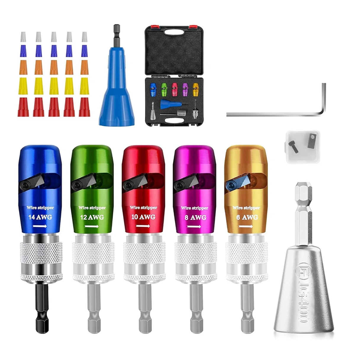 A79G Regulations Wire Stripping for Drill, Wire Stripping Tool & Wire Twisting Connector Set,Wire Twister Tool for Drill 8pcs
A79G Regulations Wire Stripping for Drill, Wire Stripping Tool & Wire Twisting Connector Set,Wire Twister Tool for Drill 8pcs