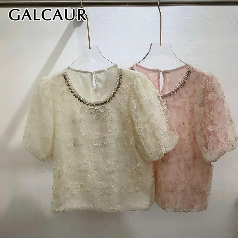 GALCAUR Solid Slimming Spliced Button Elegant T Shirts for Women Round Neck Short Sleeves Patchwork Mesh Top Female Fashion New
GALCAUR Solid Slimming Spliced Button Elegant T Shirts for Women Round Neck Short Sleeves Patchwork Mesh Top Female Fashion New
