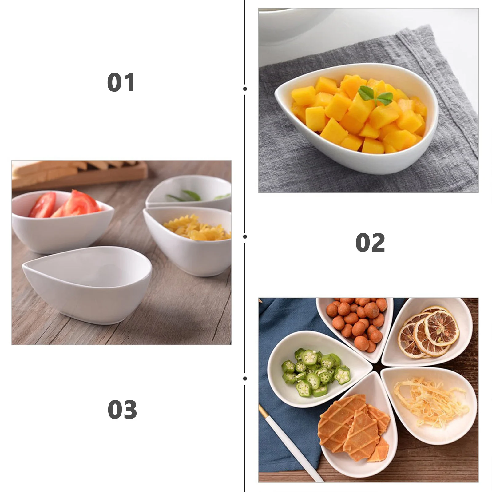 6Pcs Drop Shape Snack Bowl Ceramic Fruit Salad Bowl Versatile Kitchen Storage Container for Appetizers Desserts Baking Supply
6Pcs Drop Shape Snack Bowl Ceramic Fruit Salad Bowl Versatile Kitchen Storage Container for Appetizers Desserts Baking Supply