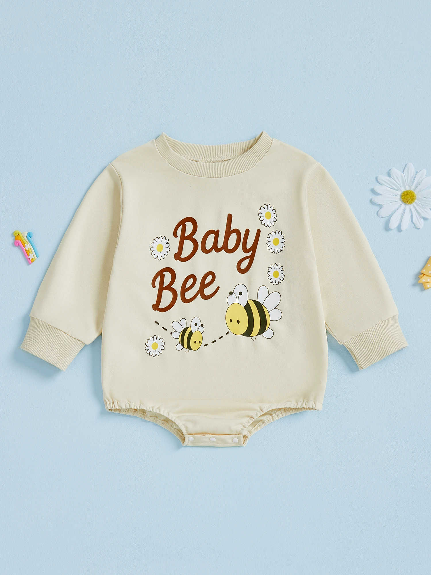 Infant Girls Autumn with Cute Bee and Flower Design Soft Cotton Long Sleeve Round Neck Jumpsuit for Babies
Infant Girls Autumn with Cute Bee and Flower Design Soft Cotton Long Sleeve Round Neck Jumpsuit for Babies