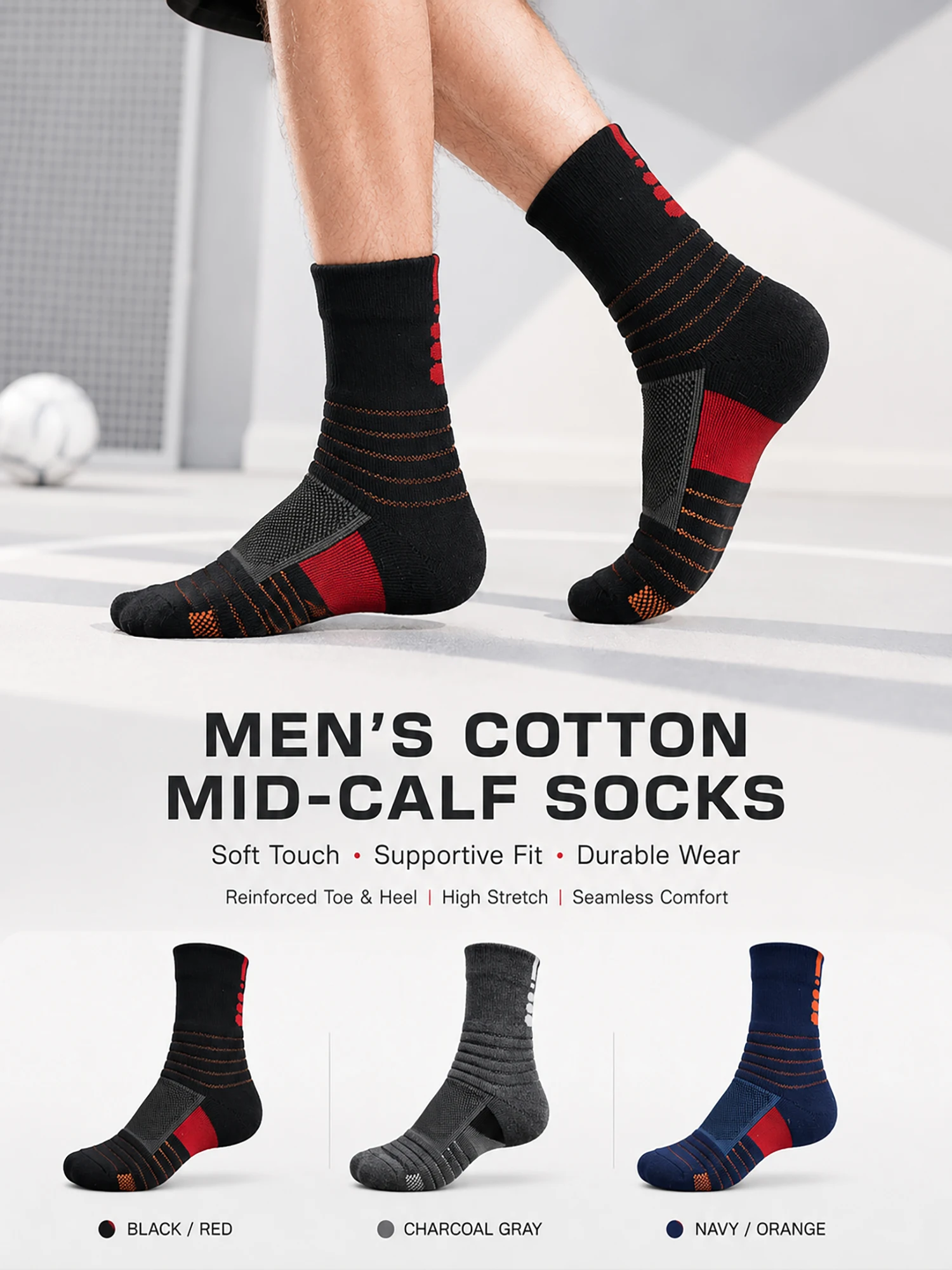 3 Pairs Men Hiking Crew Socks Cushioned Moisture Wicking Thermal Outdoor Trekking Camping Sports Mid Calf Socks 3 Color Combinat
3 Pairs Men Hiking Crew Socks Cushioned Moisture Wicking Thermal Outdoor Trekking Camping Sports Mid Calf Socks 3 Color Combinat