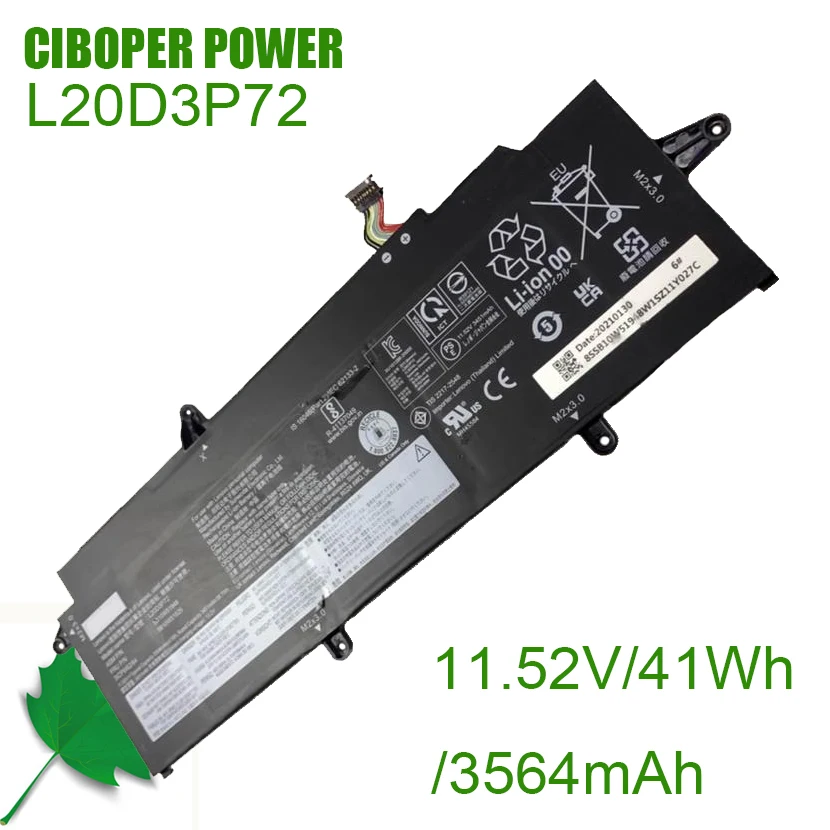 CP Аккумулятор для ноутбука L20D3P72 11,52 в/3564 мАч/41 Втч для ноутбука SB10W51960, 5B10W51824, 5B10W51859, SB10W51960, 5B10W5182 5
CP Аккумулятор для ноутбука L20D3P72 11,52 в/3564 мАч/41 Втч для ноутбука SB10W51960, 5B10W51824, 5B10W51859, SB10W51960, 5B10W5182 5