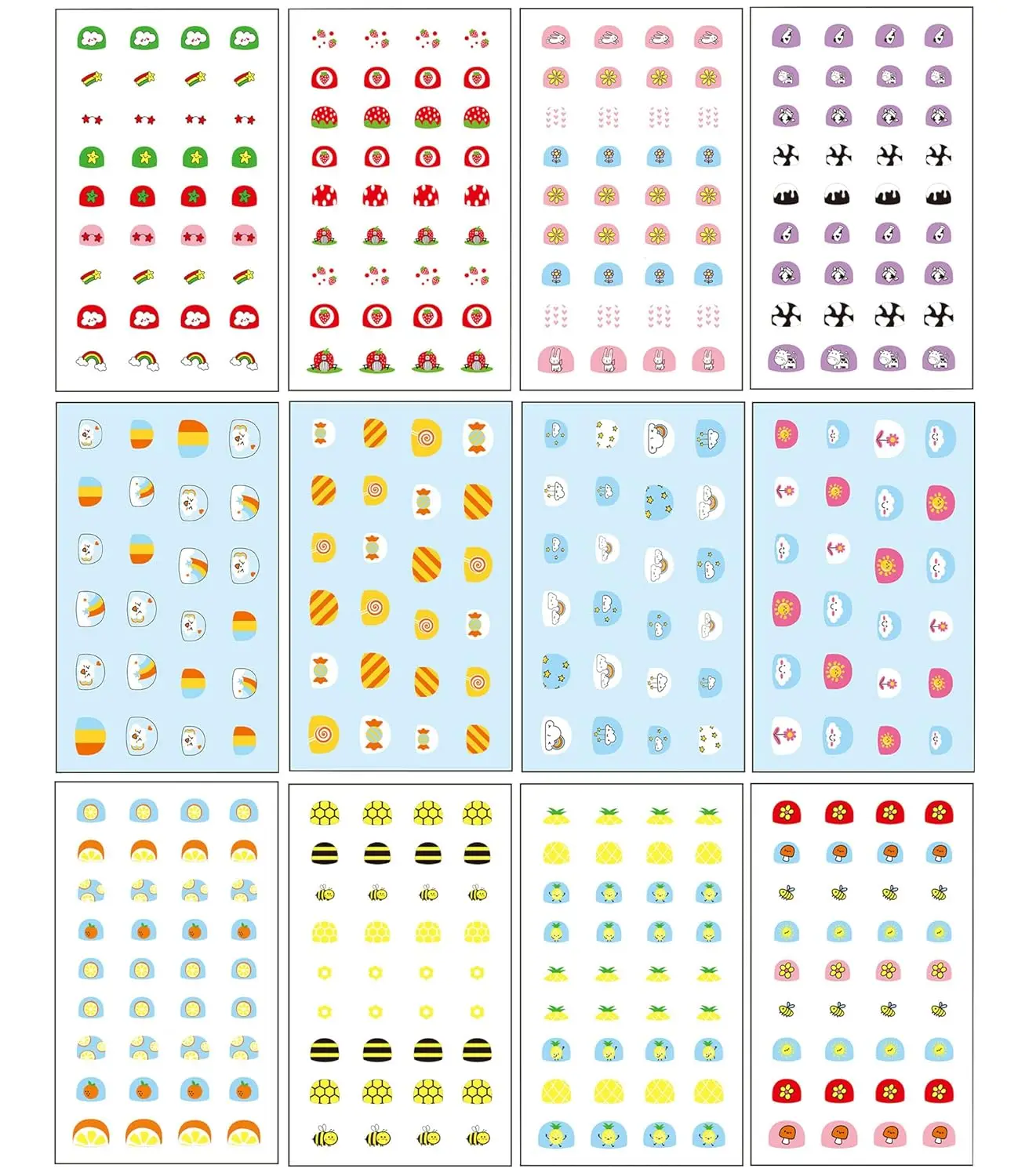 Kids Nail Stickers Full Wraps Self-Adhesive Decals for Girls Age 3-8, 12 Sheets with Cute Designs
Kids Nail Stickers Full Wraps Self-Adhesive Decals for Girls Age 3-8, 12 Sheets with Cute Designs