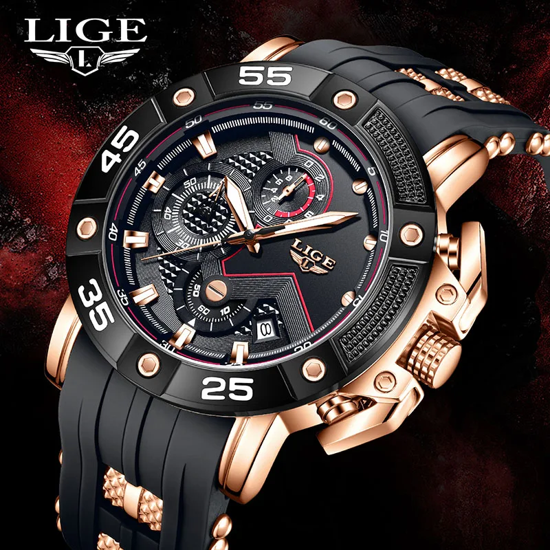 LIGE Top brand luxury Men's watches business silicone quartz wristwatch waterproof luminous watches for men relogios masculino
LIGE Top brand luxury Men's watches business silicone quartz wristwatch waterproof luminous watches for men relogios masculino