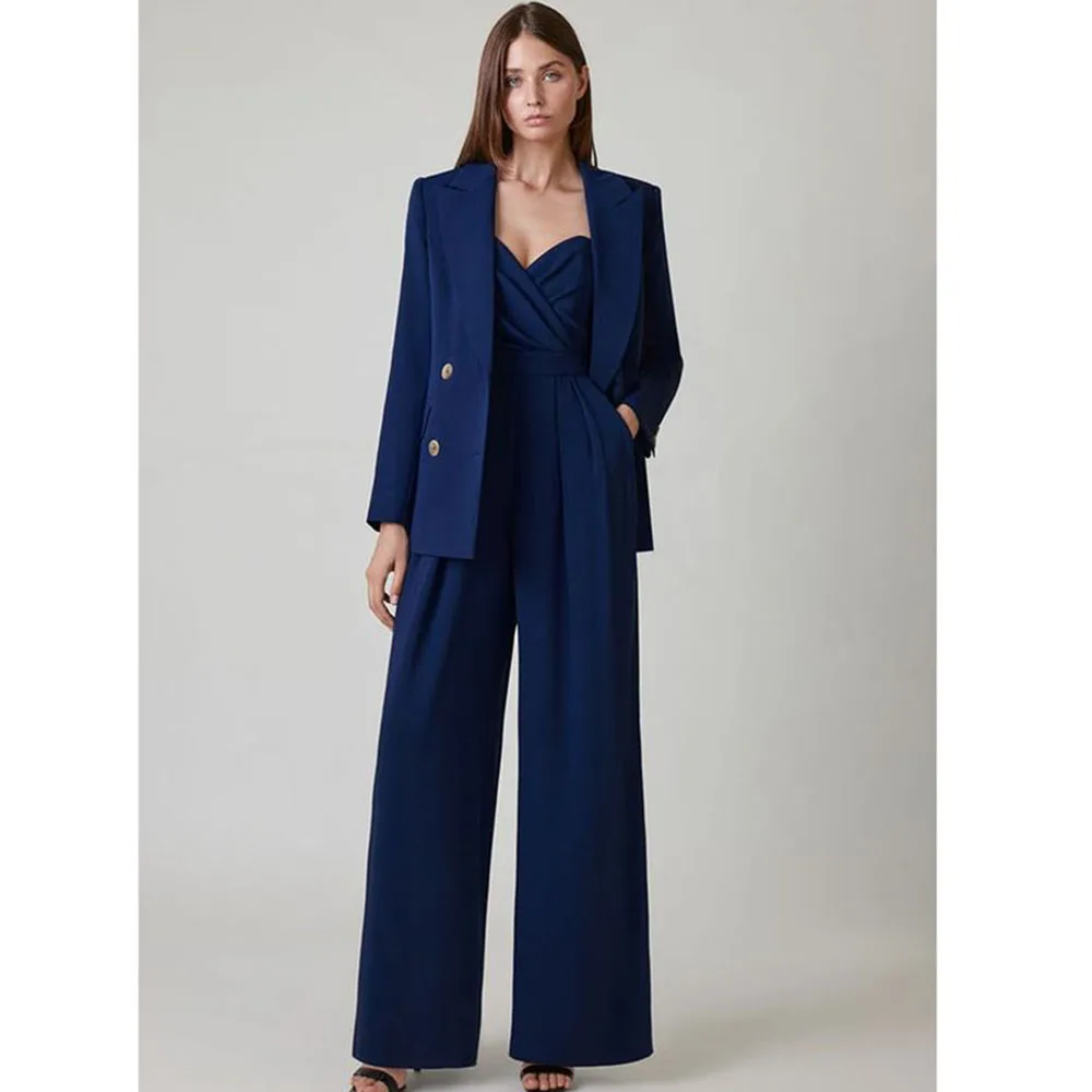Formal Dark Blue Suits for Women Double Breasted Two Pieces Jacket Pants Female Clothing Smart Office Lady's Blazers Sets
Formal Dark Blue Suits for Women Double Breasted Two Pieces Jacket Pants Female Clothing Smart Office Lady's Blazers Sets