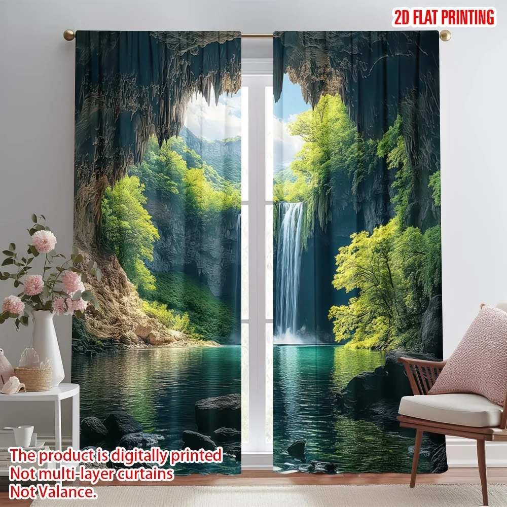 2D flat printing 2pcs Curtain Hidden Cave Waterfall Scene Digital Printed Polyester Drapes Festive Wall Decor Use for Indoor
2D flat printing 2pcs Curtain Hidden Cave Waterfall Scene Digital Printed Polyester Drapes Festive Wall Decor Use for Indoor