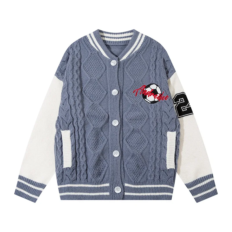 Colored Football Element Men's Cardigan Loose Fashionable Couple Round Neck Button Sweater Long Sleeved Harajuku Versatile Coat
Colored Football Element Men's Cardigan Loose Fashionable Couple Round Neck Button Sweater Long Sleeved Harajuku Versatile Coat