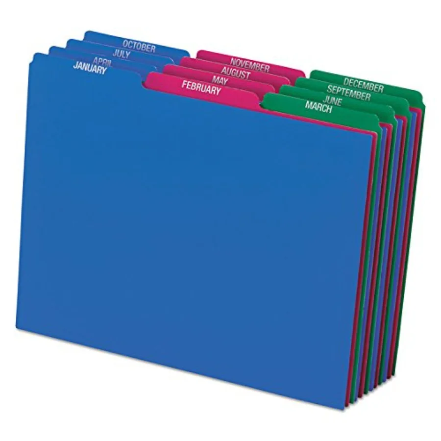 40144 Top Tab File Guides, Monthly/Jan-Dec, 1/3 Tab, Polypropylene, Letter Set of 12
40144 Top Tab File Guides, Monthly/Jan-Dec, 1/3 Tab, Polypropylene, Letter Set of 12