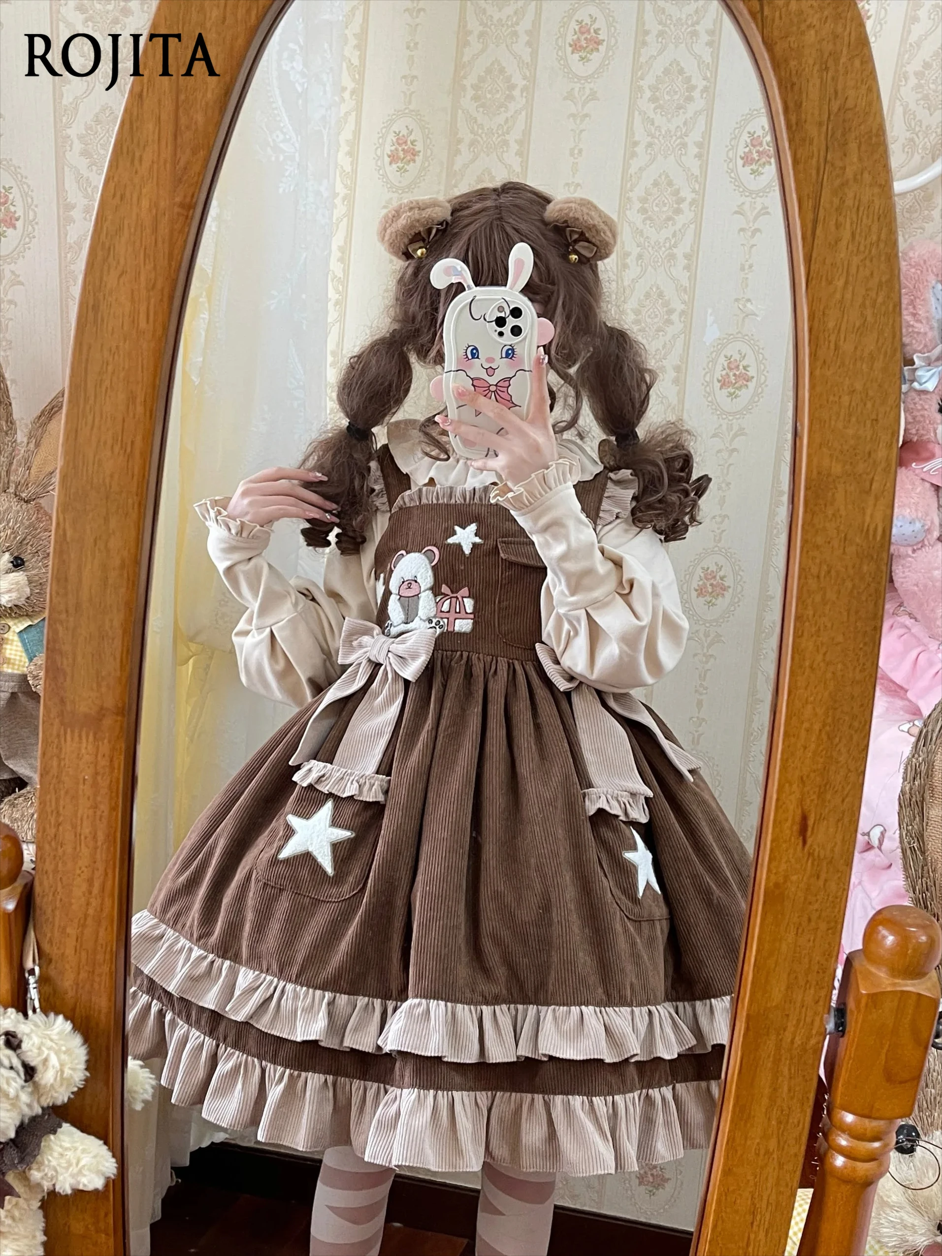 Original Design Cute Bear Lolita Dress for Women JSK Adorable Strap Dress Autumn Winter Brown Vintage Dress Women Clothing
Original Design Cute Bear Lolita Dress for Women JSK Adorable Strap Dress Autumn Winter Brown Vintage Dress Women Clothing