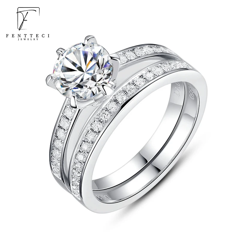 FENTTECI S925 Sterling Silver Platinum Plated Moissanite Diamond Ring for Women Luxury A Set Of Ring Wedding Bands Fine Jewelry
FENTTECI S925 Sterling Silver Platinum Plated Moissanite Diamond Ring for Women Luxury A Set Of Ring Wedding Bands Fine Jewelry