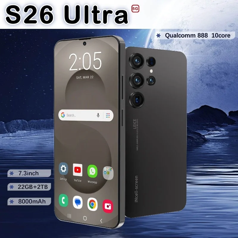HOT 2025 new S26 Ultra original intelligent 5G dual card dual standby Android 13 system global version phones 8000mAh battery
HOT 2025 new S26 Ultra original intelligent 5G dual card dual standby Android 13 system global version phones 8000mAh battery