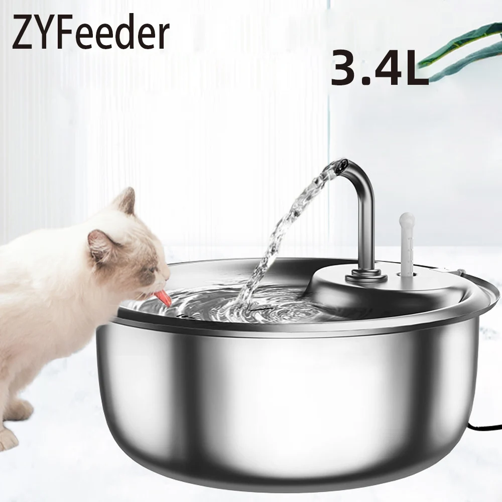 3.4L Large Capacity Stainless Steel Cat Fountain Pet Water Dispenser Automatic Cat Water Feeder Smart Filter For Cat Dog
3.4L Large Capacity Stainless Steel Cat Fountain Pet Water Dispenser Automatic Cat Water Feeder Smart Filter For Cat Dog