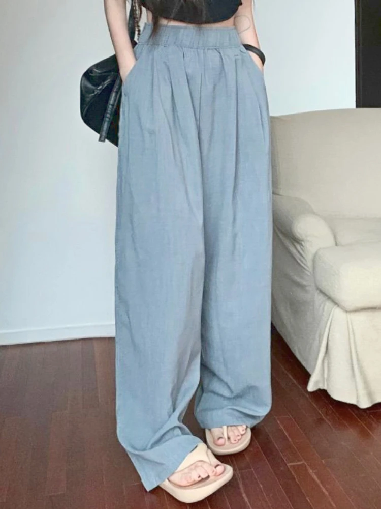 Casual Fashion Wide Leg Pants Women Pockets Korean Elegant Baggy Long Pants Female Elastic Band Vintage Designer Pants 2023 New
Casual Fashion Wide Leg Pants Women Pockets Korean Elegant Baggy Long Pants Female Elastic Band Vintage Designer Pants 2023 New
