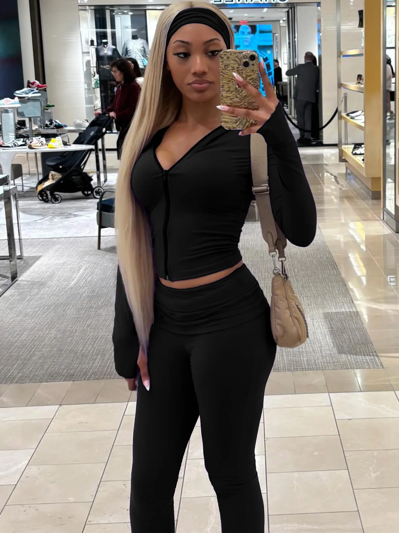 Women Set Fall Winter Zipper Fleece Top Jacket Folding Waist Flare Pants Casual Two Piece Jogger Set Women'S Tracksuits Outfits 
Women Set Fall Winter Zipper Fleece Top Jacket Folding Waist Flare Pants Casual Two Piece Jogger Set Women'S Tracksuits Outfits