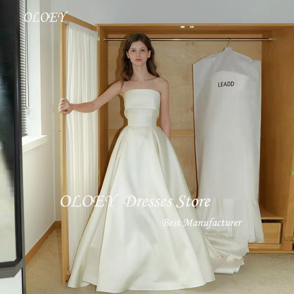 OLOEY Classic Wedding Dresses For Woman Soft Satin Floor Length Korea Party Formal Prom Pleat Bridal Gowns Strapless Customized
OLOEY Classic Wedding Dresses For Woman Soft Satin Floor Length Korea Party Formal Prom Pleat Bridal Gowns Strapless Customized