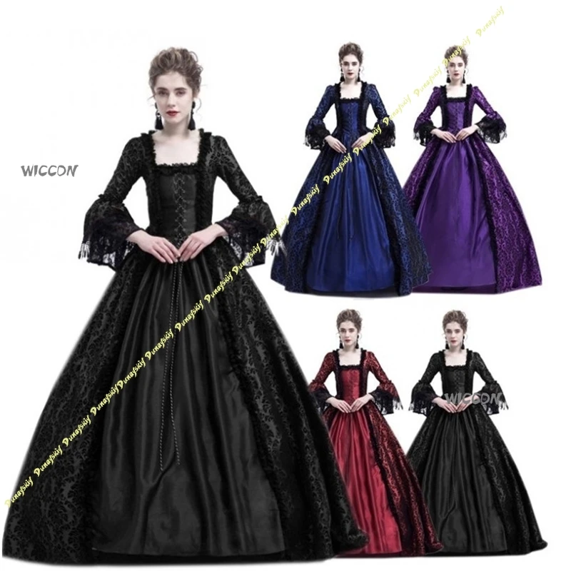 Medieval European Retro Palace Dress Lace Spliced Long Gown with Oversized Flare Bell Sleeves Vintage Renaissance Costume
Medieval European Retro Palace Dress Lace Spliced Long Gown with Oversized Flare Bell Sleeves Vintage Renaissance Costume