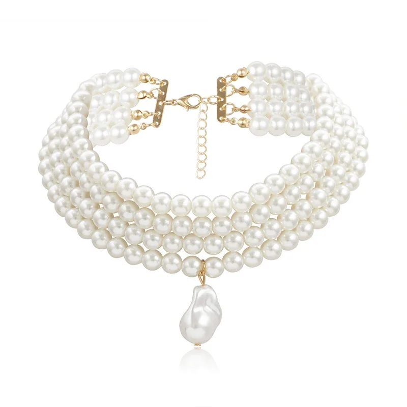 Classic Layered Strand Round Pearls Beads Collar Choker Necklace For Women Irregular Baroque Pearl Pendant Wedding Necklace Gift
Classic Layered Strand Round Pearls Beads Collar Choker Necklace For Women Irregular Baroque Pearl Pendant Wedding Necklace Gift
