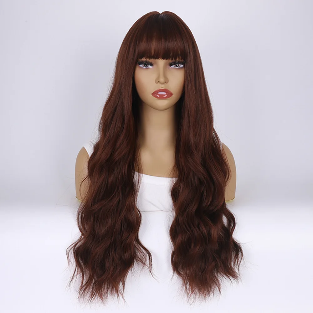 European and American women's wig long curly hair chemical fiber hair cover water ripple whole wig full head cover
European and American women's wig long curly hair chemical fiber hair cover water ripple whole wig full head cover