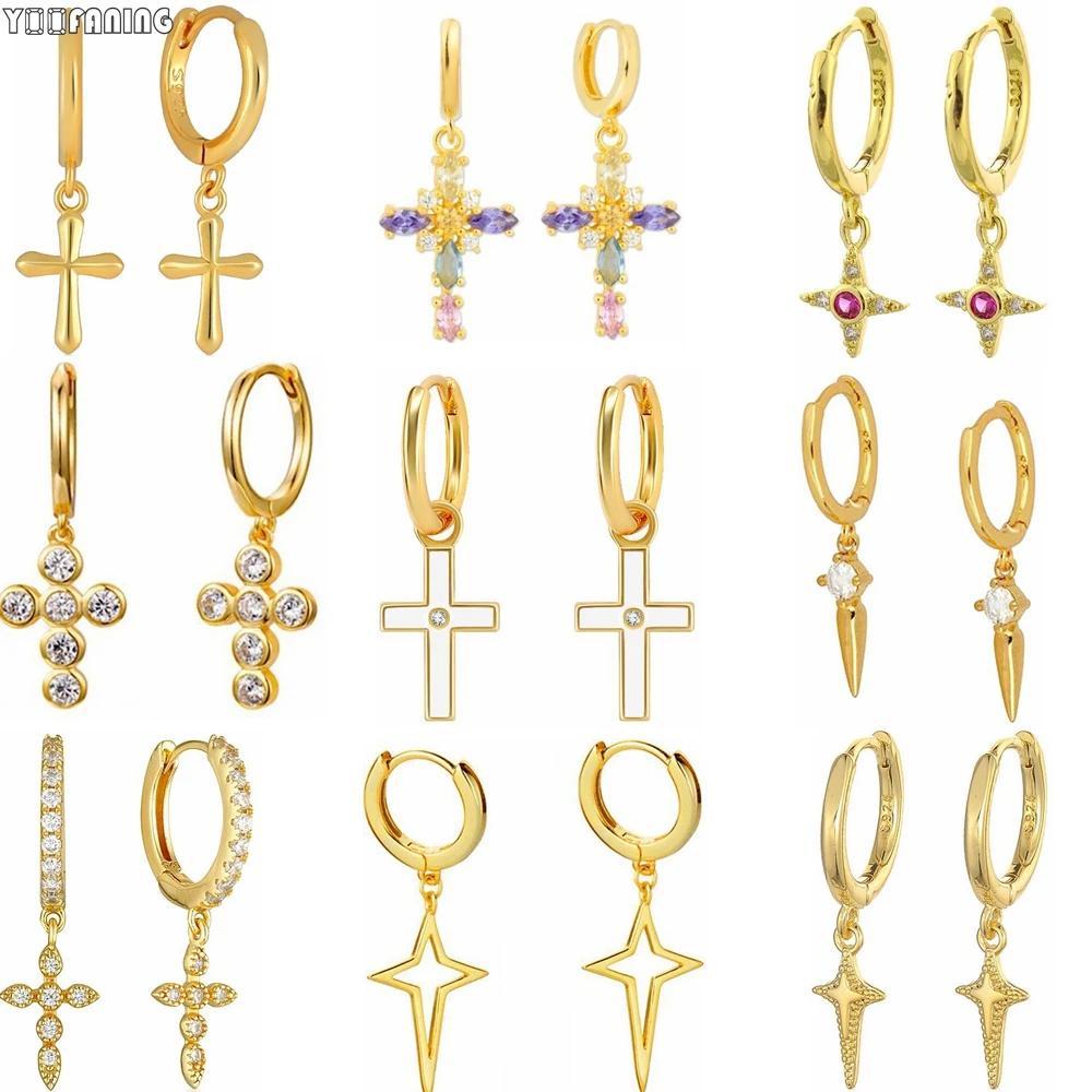 925 Sterling Silver Ear Needle Exquisite Luxurious Gold Hoop Earrings Cross Design Classic Earrings for Women Ewelry Patty Gift
925 Sterling Silver Ear Needle Exquisite Luxurious Gold Hoop Earrings Cross Design Classic Earrings for Women Ewelry Patty Gift