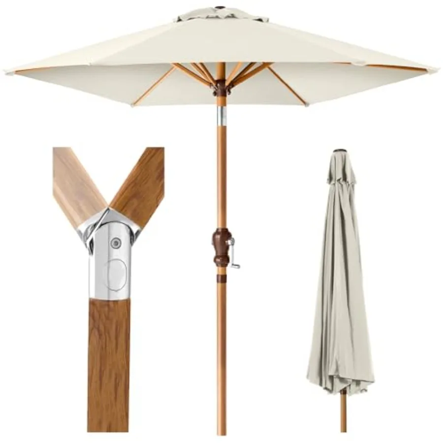 10ft Market Umbrella for backyard, deck, poolside, table use; woodgrain pattern polyester fabric; ivory color; easy crank lift
10ft Market Umbrella for backyard, deck, poolside, table use; woodgrain pattern polyester fabric; ivory color; easy crank lift