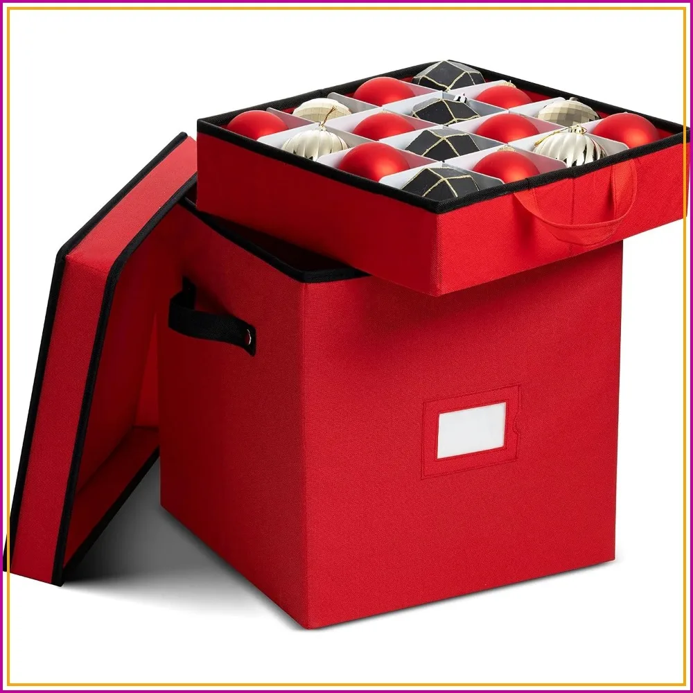 Christmas Ornament Storage Box - Holds 64 Ornaments, Non-Woven, Tear-Proof, 3-Inch Cube Compartments, Red
Christmas Ornament Storage Box - Holds 64 Ornaments, Non-Woven, Tear-Proof, 3-Inch Cube Compartments, Red